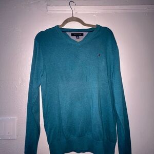 Tommy Hilfiger Teal V-Neck Sweater